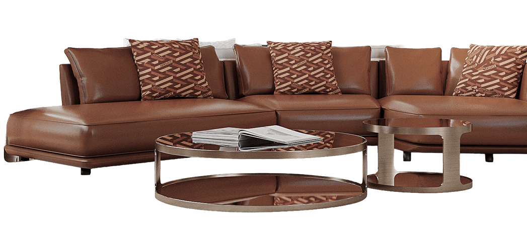 Luxury leather sofa and coffee tables