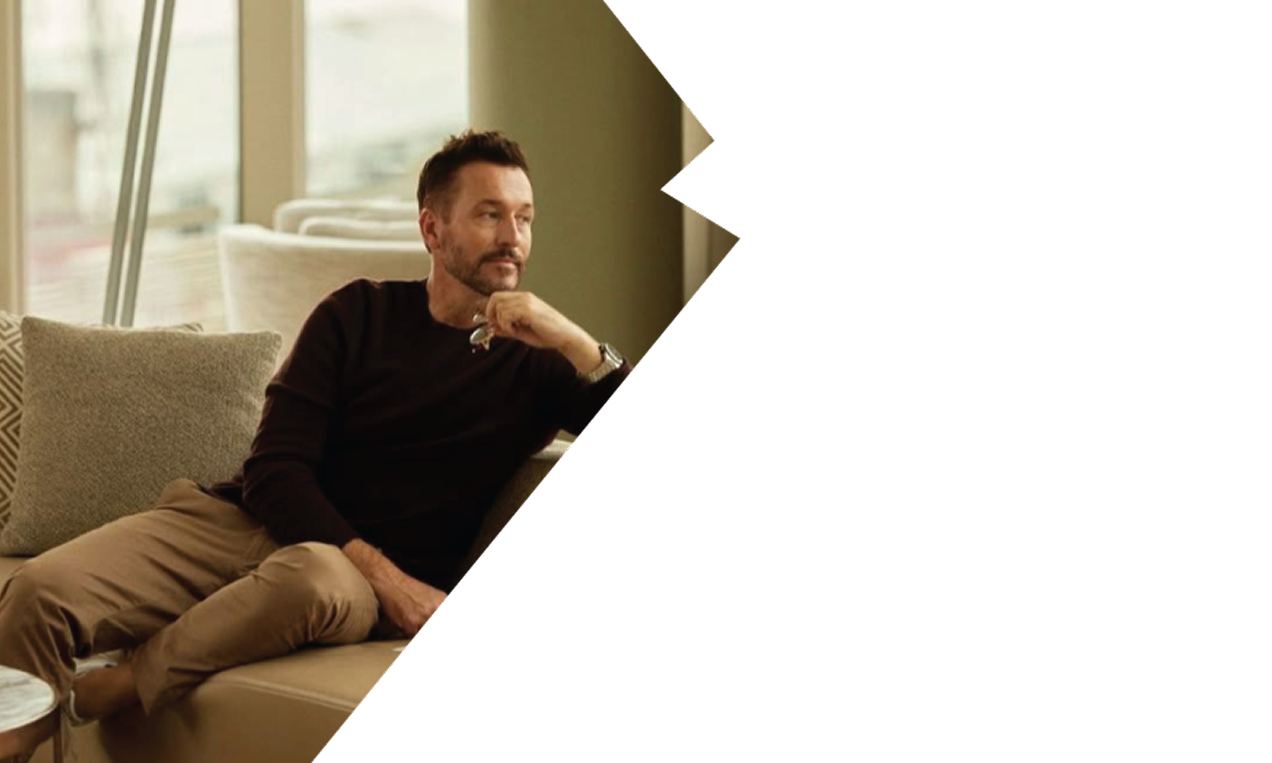 Guest reflecting in a calm Vivace living space