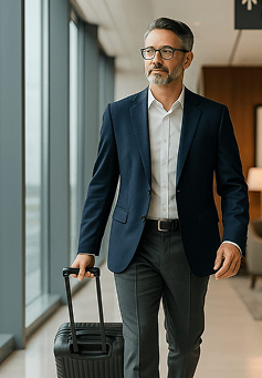 Business traveller with luggage