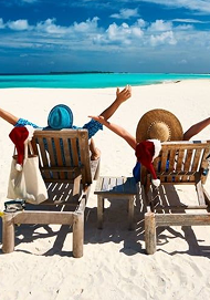 Guests relaxing by the beach